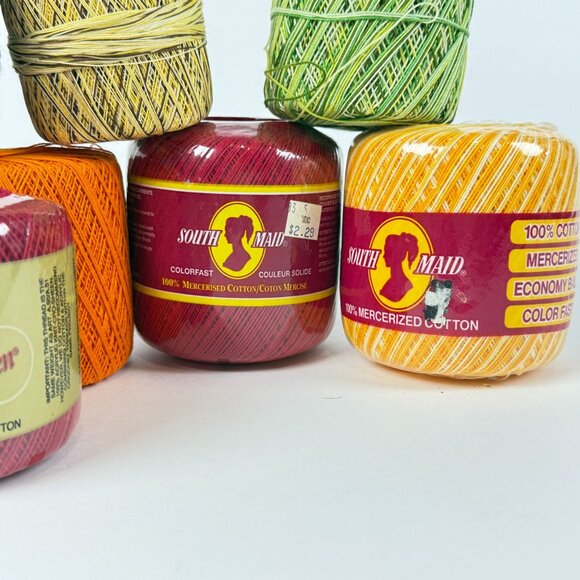 South Maid Mercerized Cotton Crochet Threads Lot of 8 Mixed Colors - Picture 8 of 9